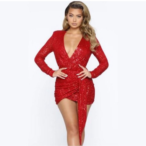 Center Stage Red Sequin Mini Cocktail Party Dress Size 1X - Picture 9 of 14